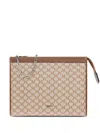 Max Mara Hand Chain Strap Contrast Trim Clutch Bag In Neutrals
