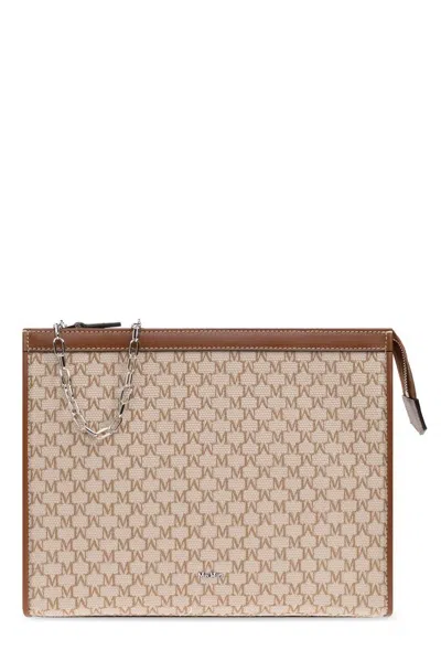 Max Mara Mmtrousses Logo Plaque Zip In Beige