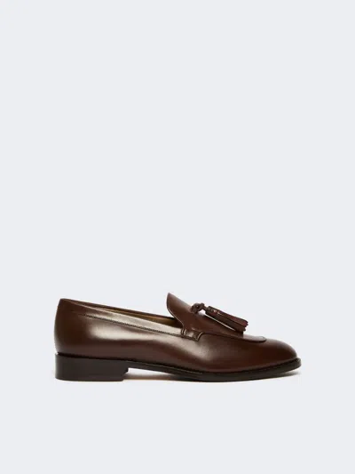 Max Mara Tasselled Leather Loafers In Cocoa