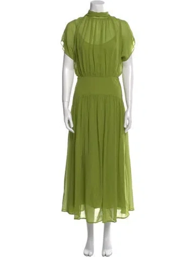 Pre-owned Max Mara Mock Neck Long Dress In Green