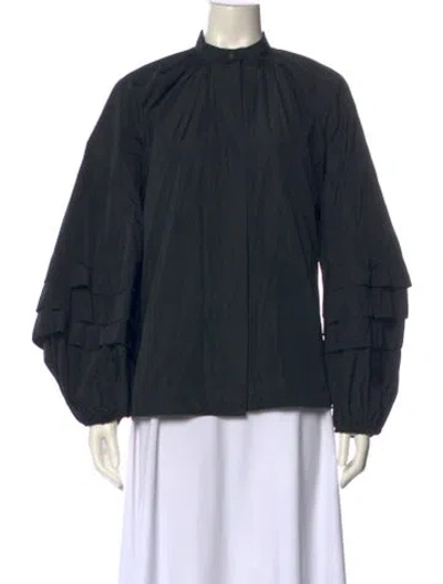 Pre-owned Max Mara Mock Neck Long Sleeve Blouse In Black