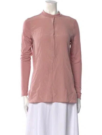 Pre-owned Max Mara Mock Neck Long Sleeve Polo In Pink