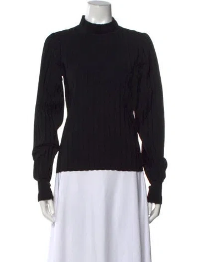Pre-owned Max Mara Mock Neck Long Sleeve Top In Black
