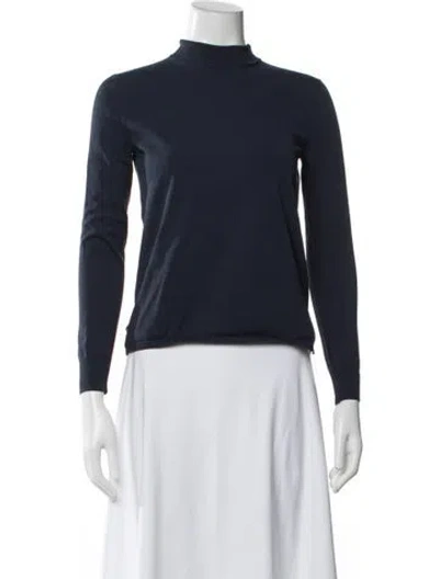Pre-owned Max Mara Mock Neck Long Sleeve Top In Blue