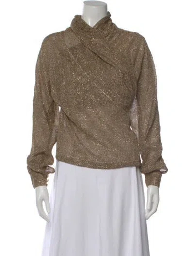 Pre-owned Max Mara Mock Neck Long Sleeve Top In Multi