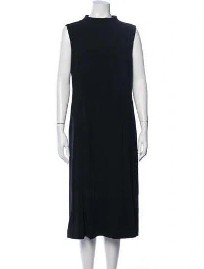 Pre-owned Max Mara Mock Neck Midi Length Dress In Blue