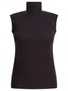 Max Mara Vertigo Turtleneck Sleeveless Wool Knit Top In Brown