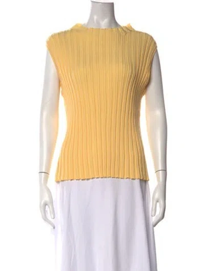 Pre-owned Max Mara Mock Neck Sleeveless Top W/ Tags In Yellow