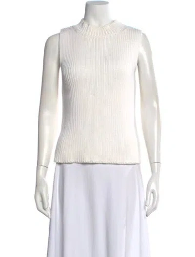 Pre-owned Max Mara Mock Neck Sweater In White
