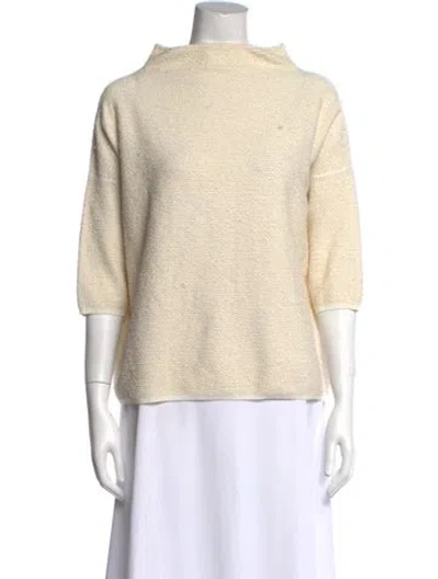 Pre-owned Max Mara Mock Neck Three-quarter Sleeve Sweatshirt In Neutral