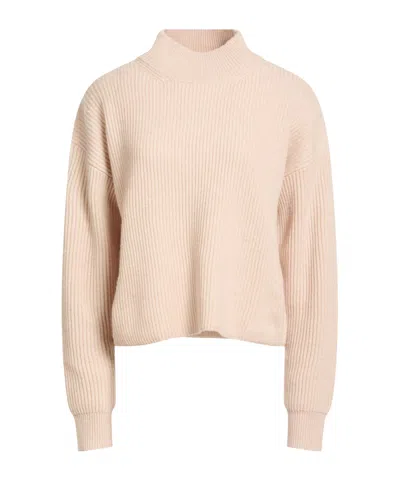 Max Mara Mock-neck Ribbed Knit Sweater In Nude