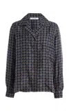 Max Mara Maxmara Mxmdisco Semi Fitted Printed Silk Shirt In Blue