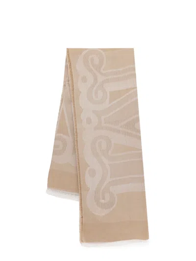 Max Mara Modal, Linen And Cotton Blend Scarf In Neutral