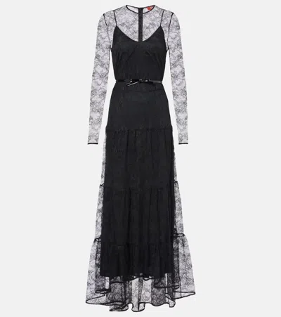 Max Mara Modane Lace Maxi Dress In Black