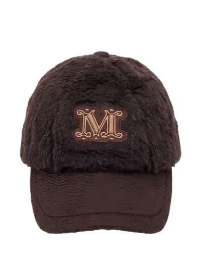 Max Mara Modico Logo-patch Cap In Brown