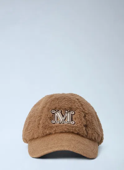 Max Mara Modico Teddy Baseball Cap In Camel