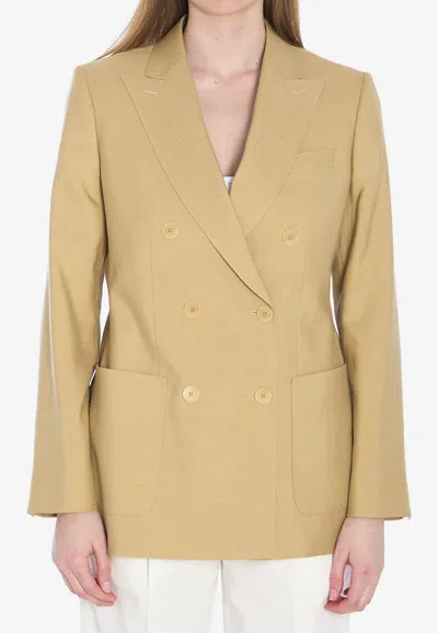 Max Mara Mohair And Silk Double-breasted Blazer In Nude