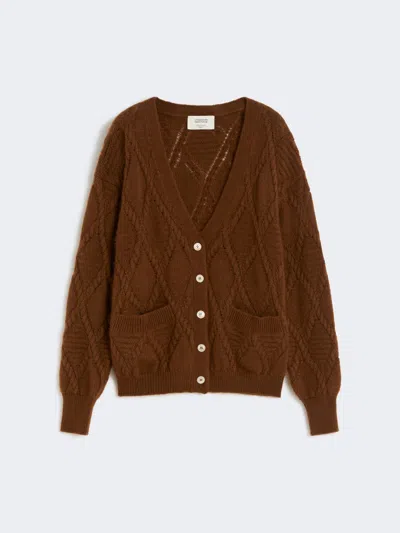 Max Mara Mohair Blend Cardigan In Brown
