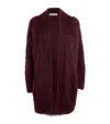 Max Mara Longline Cardigan With Faux Fur Texture In Burgundy