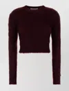 Max Mara Mohair Blend Cropped Sweater With Long Sleeves In Brown