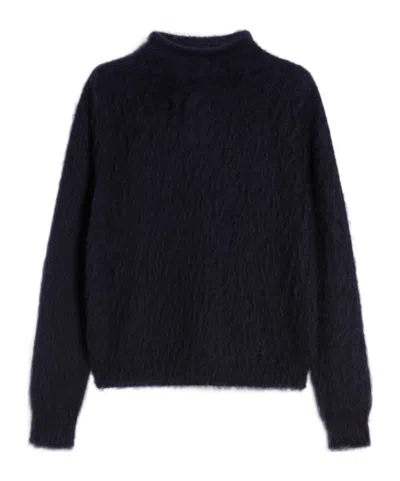Max Mara Mohair-blend Turtleneck Sweater In Blue
