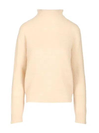 Max Mara Mohair Blend Turtleneck Sweater Knitwear White