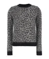 Max Mara Abadan Maglia Giro Jacquard Animalier In Black