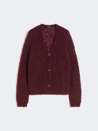 Max Mara Mohair Cardigan In Burgundy