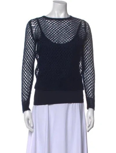 Pre-owned Max Mara Mohair Crew Neck Sweater In Blue