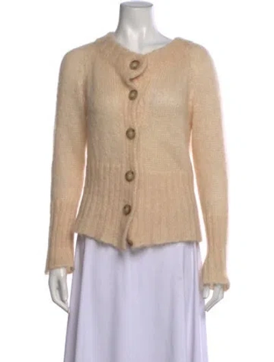 Pre-owned Max Mara Mohair Open Front Sweater In Neutrals