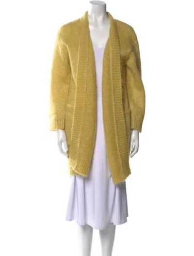 Pre-owned Max Mara Mohair Open Front Sweater In Yellow