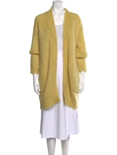 Pre-owned Max Mara Mohair Open Front Sweater In Yellow