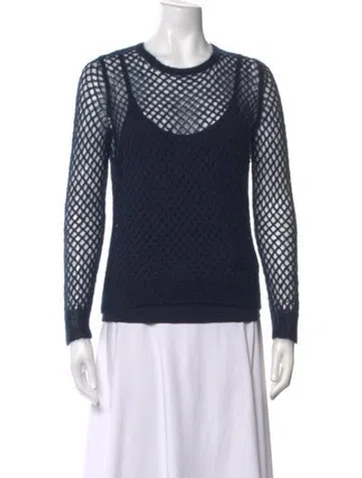 Pre-owned Max Mara Mohair Patterned Sweater In Blue