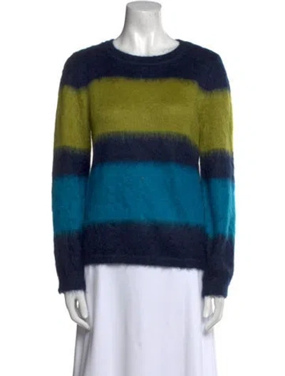 Pre-owned Max Mara Mohair Striped Sweater In Blue