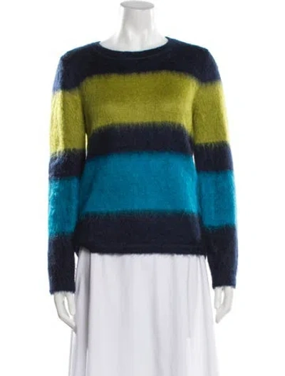 Pre-owned Max Mara Mohair Striped Sweater In Blue