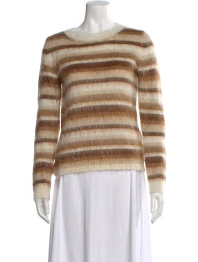 Pre-owned Max Mara Mohair Striped Sweater In Brown