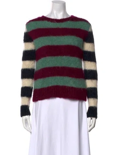 Pre-owned Max Mara Mohair Striped Sweater In Green