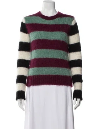 Pre-owned Max Mara Mohair Striped Sweater In Green