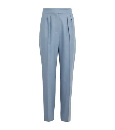 Max Mara Mohair-virgin Wool-silk Trousers In Turquoise