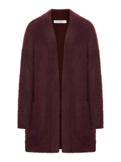 Max Mara Mohair Yarn Cardigan In Red