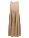 Max Mara Round Neck Sleeveless Dress In Brown