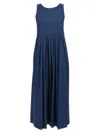 Max Mara Blue Cotton Poplin Moira Ss Long Dress In Blue