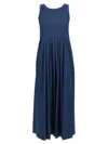 Max Mara Blue Cotton Poplin Moira Ss Long Dress In Blue