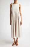 Shop Max Mara Moira Pleated Sleeveless Dress In Ecru