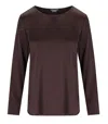 Max Mara Moldava Stretch Silk Long Sleeve Top In Purple