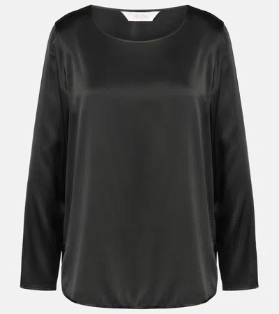 Max Mara Moldava Silk-blend Satin Top In Black