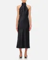 Max Mara 'moli' Silk Satin Midi Dress In Black