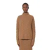 Max Mara Camel Fur Jacquard Rollneck Sweater In Brown