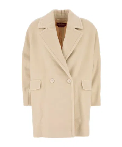 Max Mara Molo Double-breasted Long-sleeved Coat In Neutrals