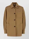 Max Mara Cotton Jacket With Buttoned Cuffs And Collar In Brown